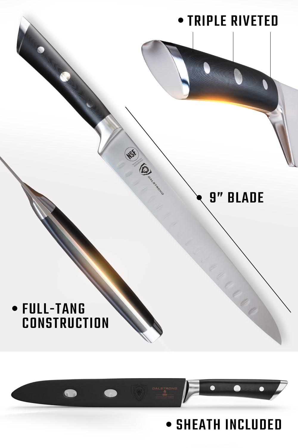 Dalstrong Slicing Brisket Knife Set Meat Fork - High-Carbon German Steel - G10 Handle - Sheath - Knife Set - Gladiator Series Butcher Knife -Carving Knife - Slicer Boning Knife for Meat Cutting - NSF