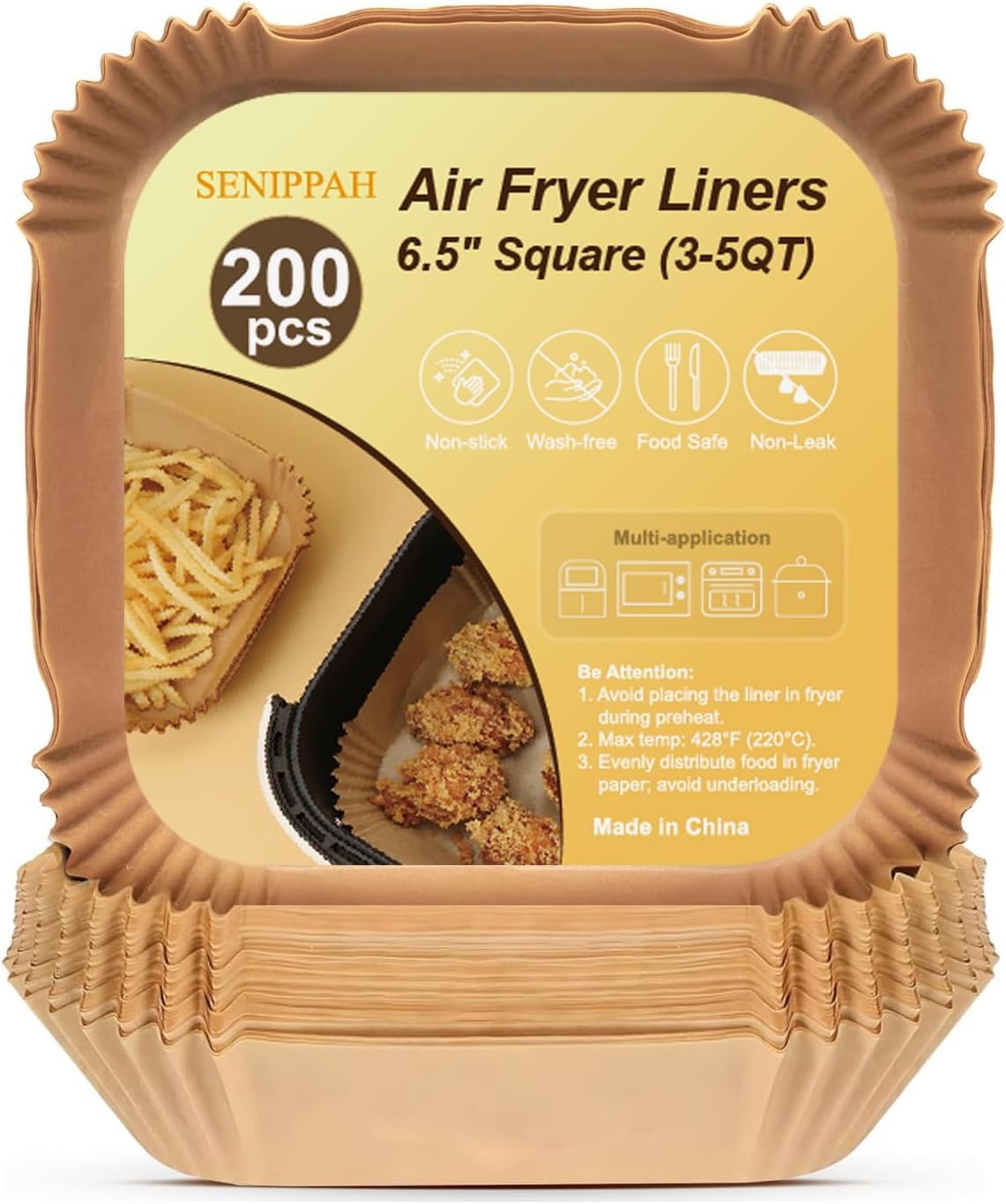 Disposable Parchment Paper for Air Fryer Liners 200 Sheets 8-Inches