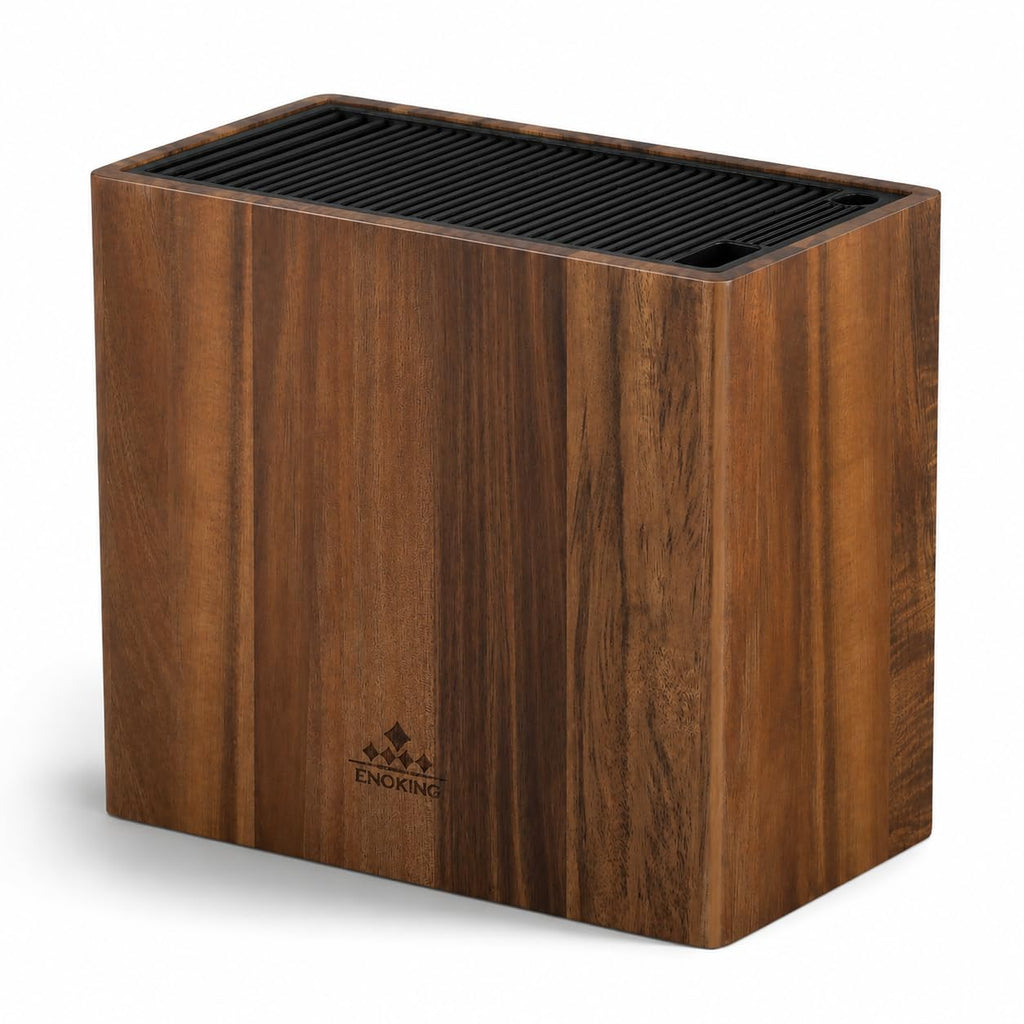 Universal Knife Block Without Knives, Acacia Wood Round Knife Holder
