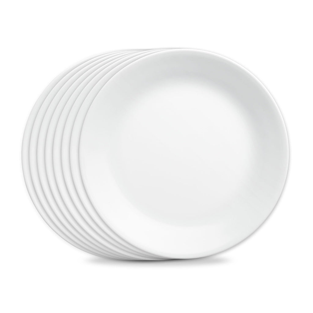 Corelle Vitrelle 6-Piece Salad Appetizer Plate Set Triple Layer Glass and Chip Resistant, 6-3/4-Inch Lightweight Round Plates, Winter Frost White