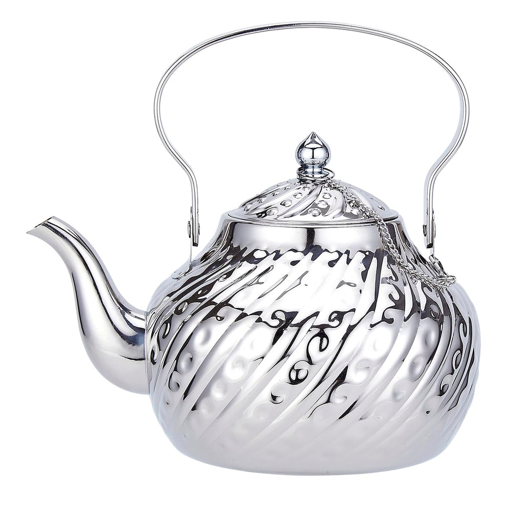 SANQIAHOME Stainless Steel Teapot With Removeable Infuser 71 oz (2000ml) Thickened Mirror Polished Stovetop Tea Maker for Herbal and Infusion