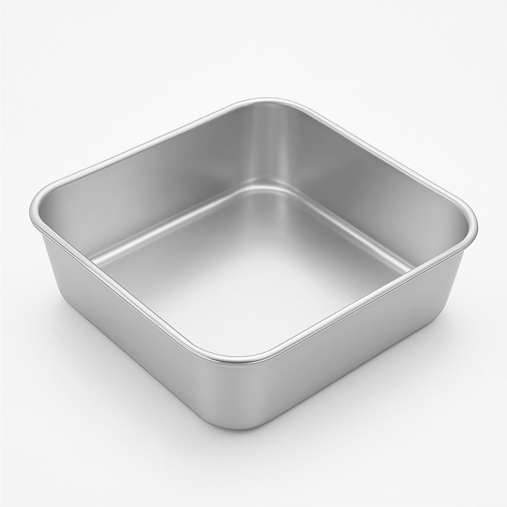 LIANYU 8 Inch Square Baking Cake Pan Set of 4, Stainless Steel Brownie Pan
