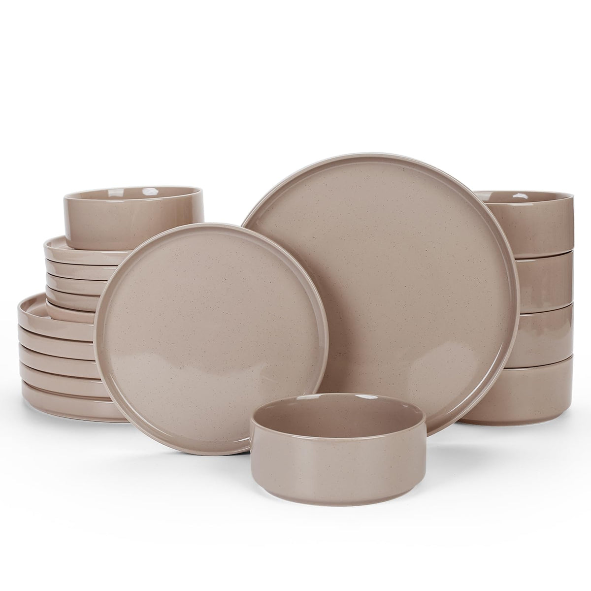 Famiware Nebula Plates and Bowls, 18-Piece Dinnerware Set, White