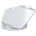 TP Large Serving Trays with Handles, 19" x 12" Melamine Serving Platters for Food, Turkey, Set of 2 Rectangular Trays for Party, Pure White