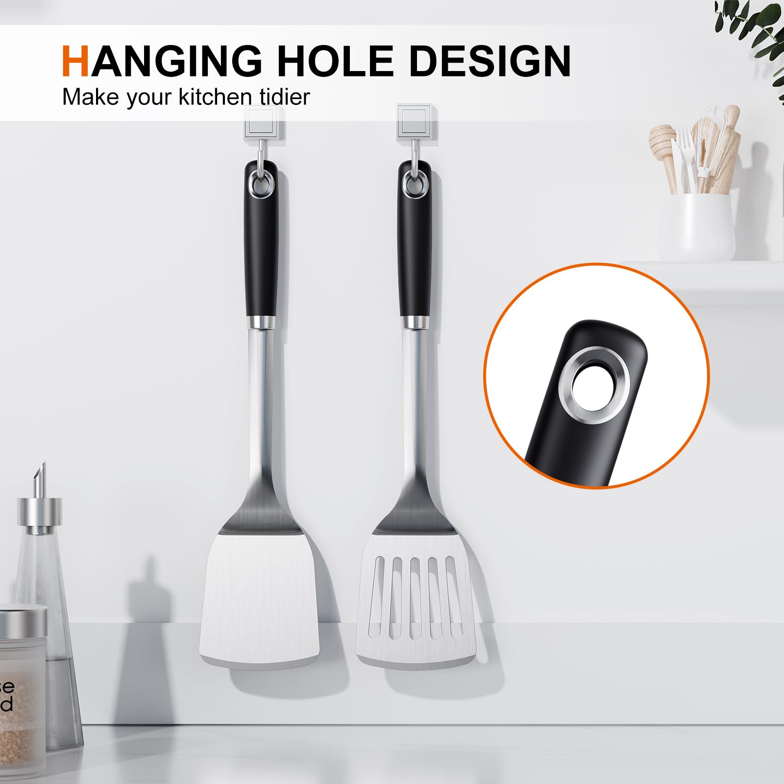 Stainless Steel Spatula Set, 1PC Heavy Duty Turner/Metal Spatula, High Heat Resistant Kitchen Cooking Utensils, Ideal Cookware for Frying Steak, Fish, Eggs or Pancakes