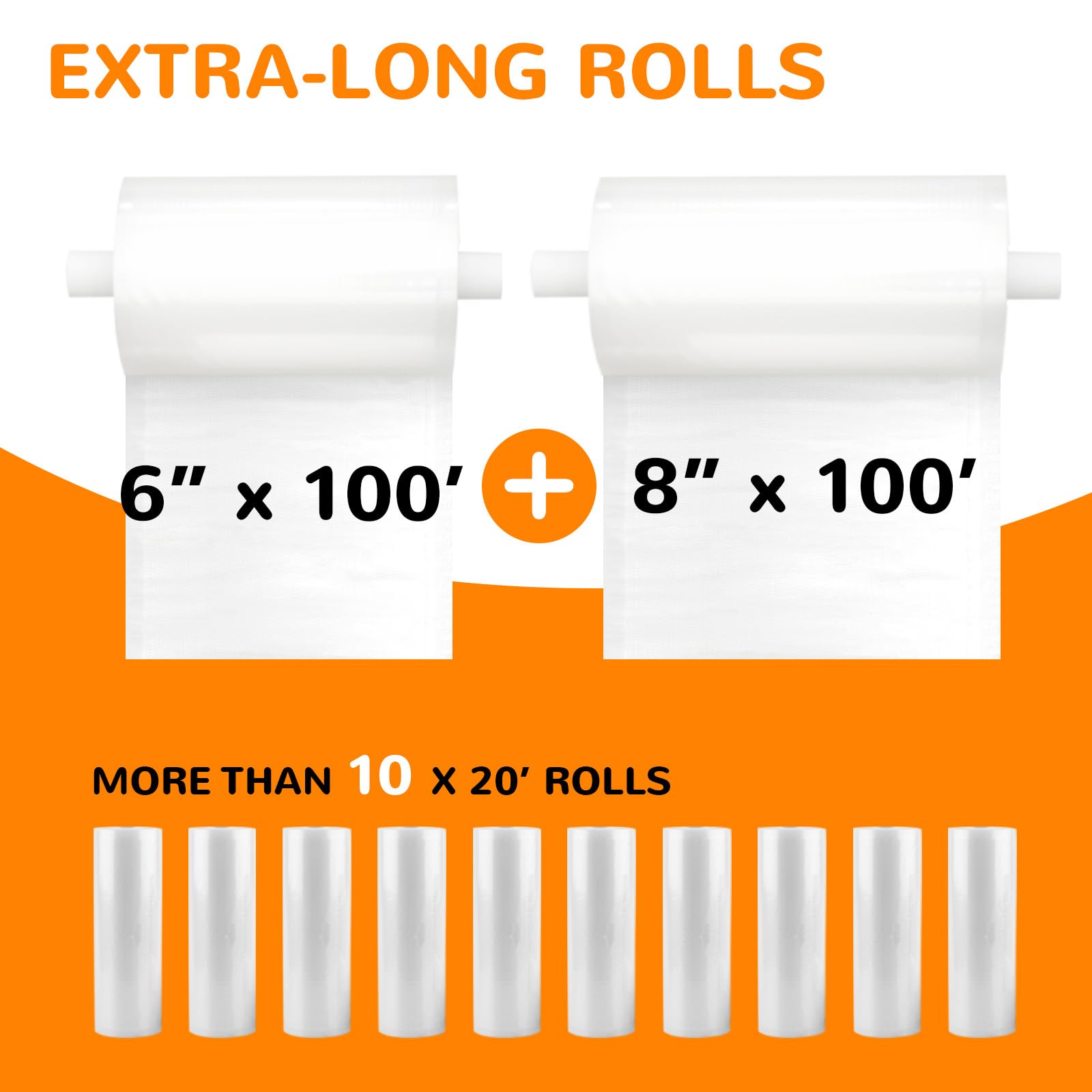 Wevac Vacuum Sealer Bags for Food, 6"x100' & 8"x100' Rolls with Cutter Box