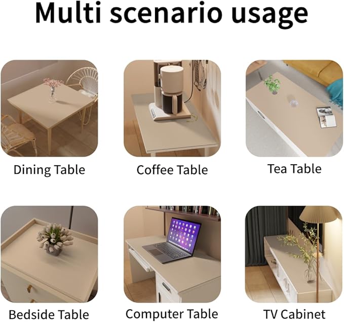 Table Top Protector for Dining Room Table - Can Be Used On Both Sides Waterproof and Easy to Clean Good Flatness Used for Dining Table(Light Brown+Gray 44x84)