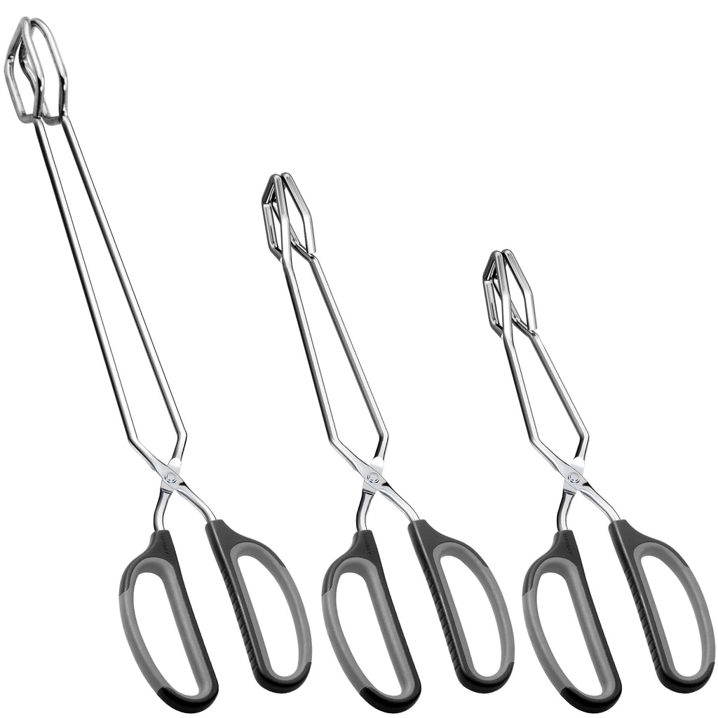 HINMAY Scissor Tongs with Comfort-Grip Handle 12-Inch Cooking Tongs