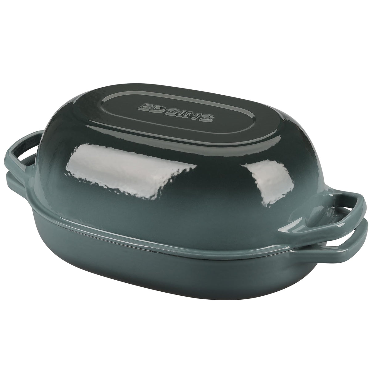 EDGING CASTING Enameled Cast Iron Oval Dutch Oven Pot with Lid, Dutch Oven for Sourdough Bread Baking, Bread Oven, Bread Dutch Oven, Oval Bread Pan, 5qt, Lake Blue