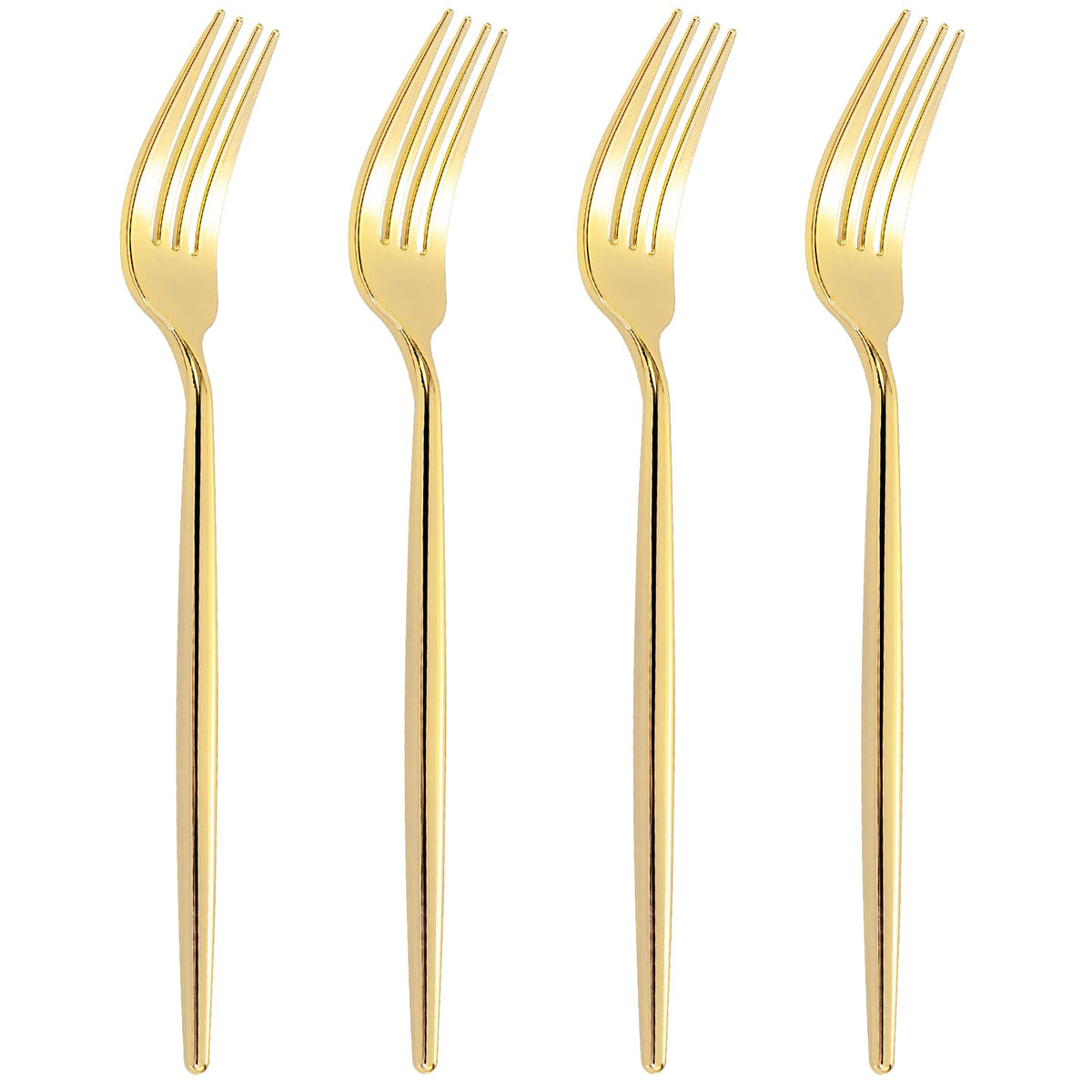 U-QE 180Pcs Gold Plastic Forks - 7.6 Inch Heavy Duty Plastic Forks