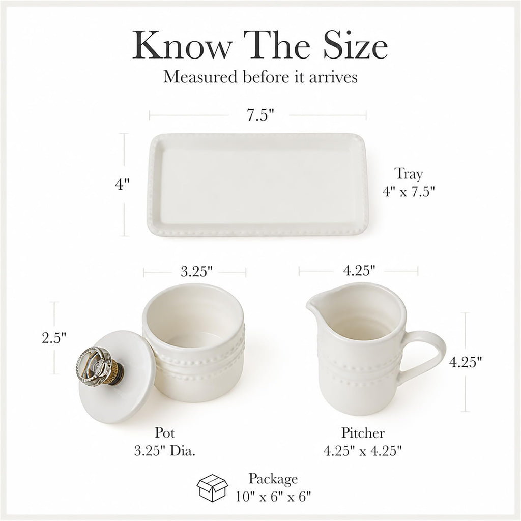 Mud Pie 47800002 Farmhouse Inspired Vintage Doorknob Cream and Sugar Set, One Size, White