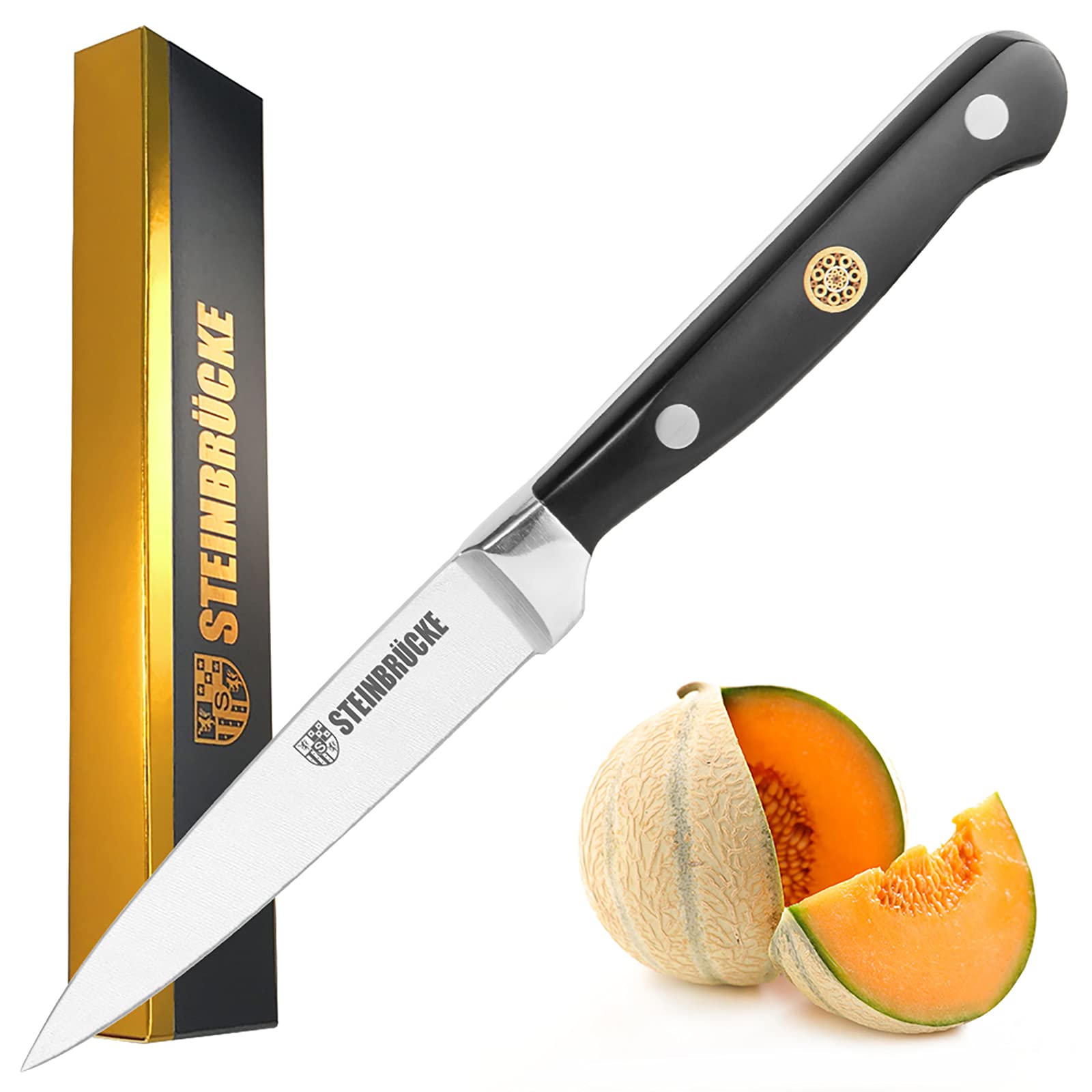 Gioventù Paring Knife 4 inch - Small Kitchen Knife Forged from German Stainless Steel 5Cr15Mov (HRC58), Full Tang, Sharp Paring Knives for Cutting, Peeling, Slicing Fruits and Vegetables