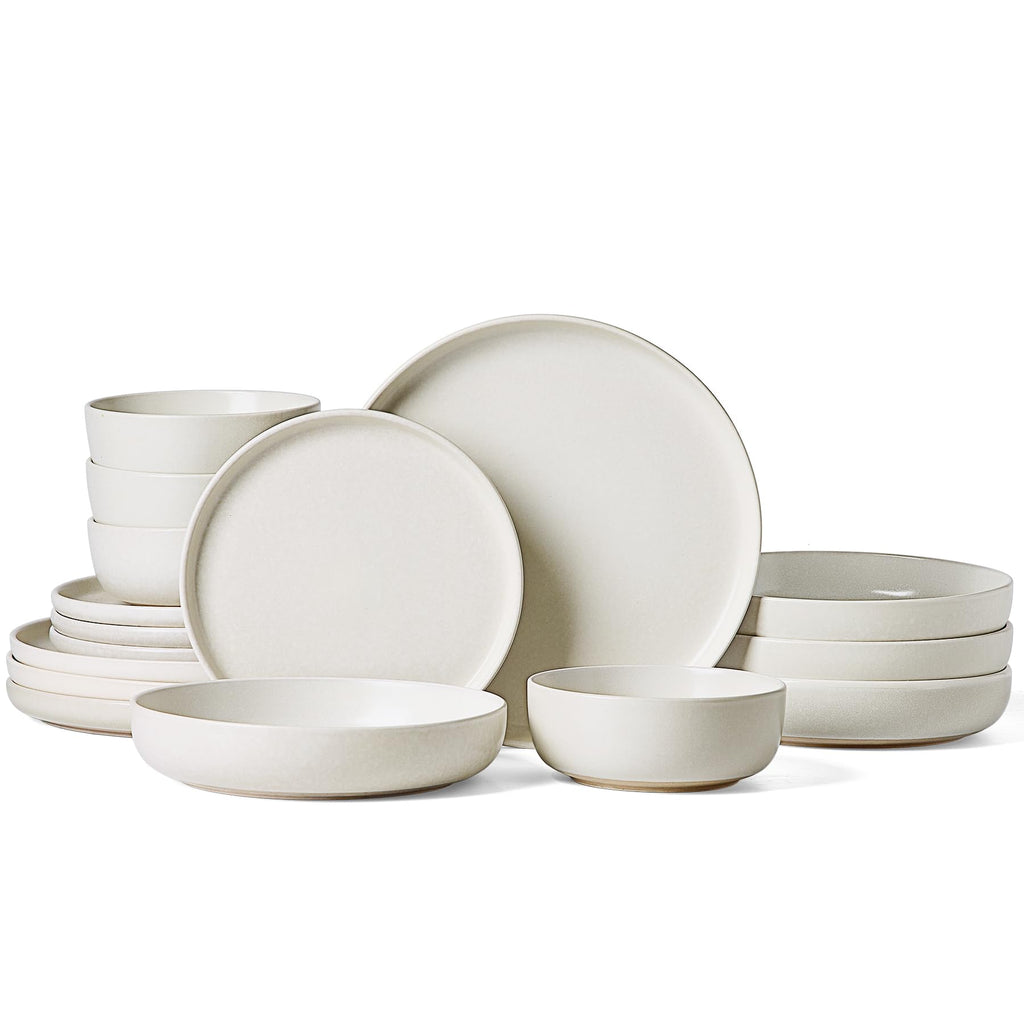 Famiware Milkyway 16-Piece Dinnerware Set with Mugs, Dark Gray