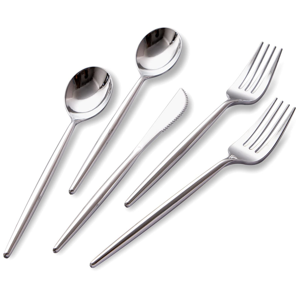 SUT Gold Plastic Silverware (160Pcs) Forks and Spoons Disposable, 80 Plastic Forks, 40 Knives, 40 Spoons, Black and Gold Utensils Set Disposable for Parties, Weddings