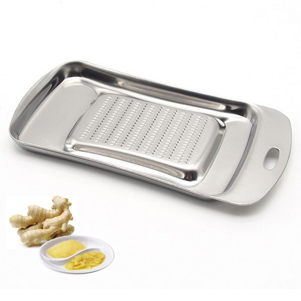 Stainless Steel Ginger Grater, Lemon Zester, Cheese Grater with Wasabi Garlic Grinding Tool for Sushi, Sashimi, Tempura, Silver