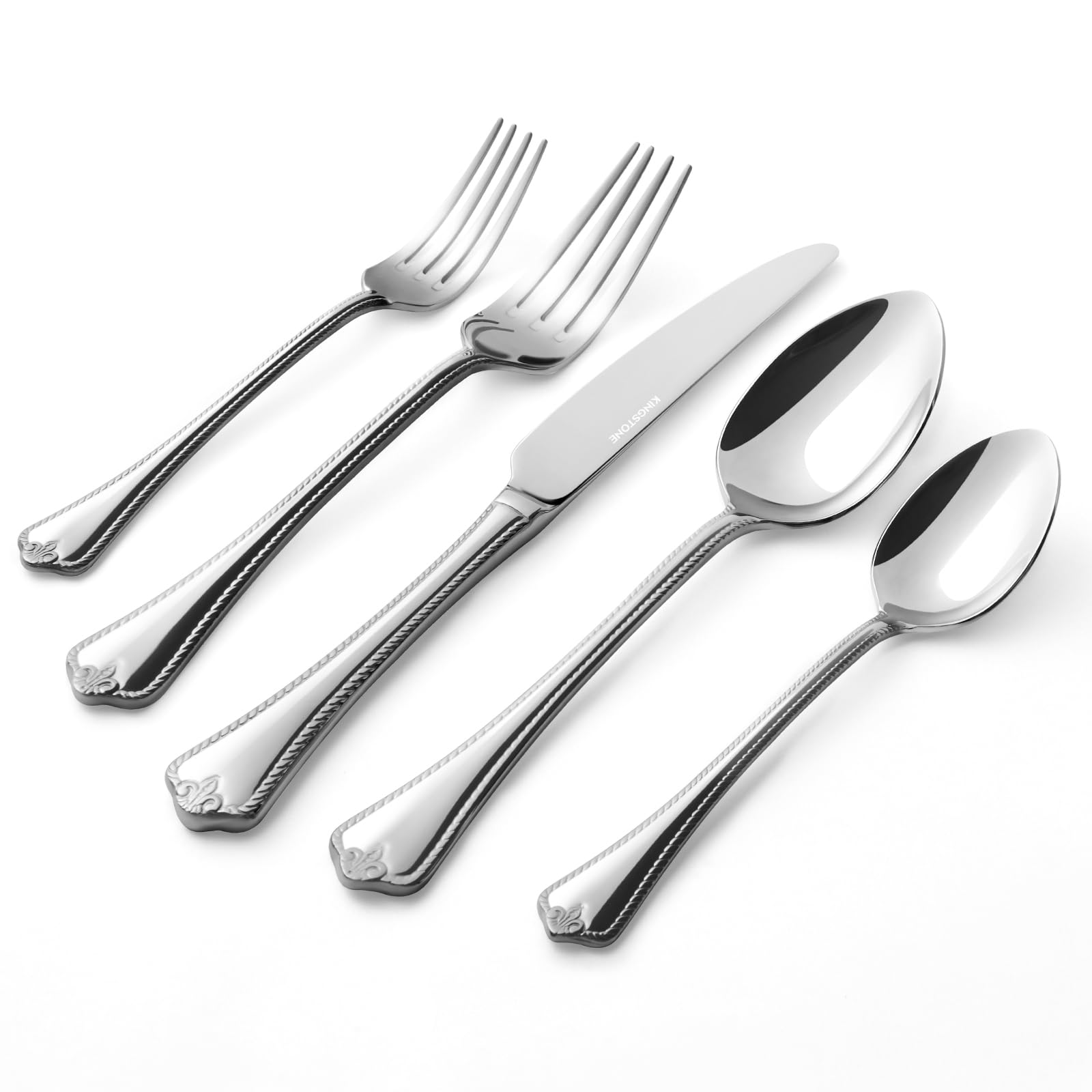 KINGSTONE 40-Piece Silverware Set, 18/10 Stainless Steel Flatware Set for 8