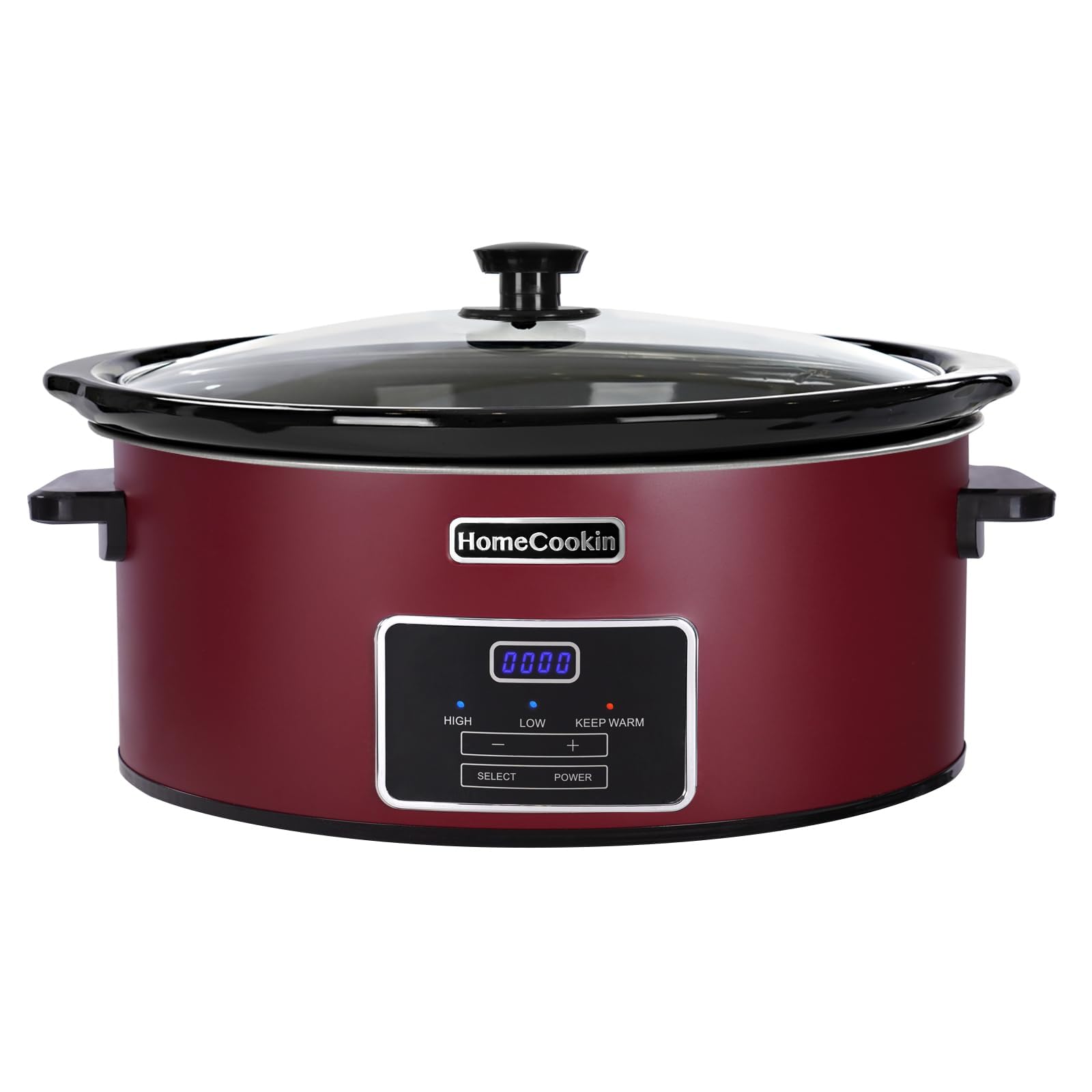 HOMECOOKIN 6 Quart Programmable Slow Cooker, Kitchen Appliances, Perfect Kitchen Small Appliance for Family Dinners, Red Stainless Steel