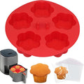 ZONBBEE Silicone Air Fryer Muffin Pan Egg Bite Mold for Oven Baking,1 pcs With 100bags Mini Muffin Tins Cups Cake Pan Tray for Air Fryer Liners Basket Accessories Baking Muffin Cakes Pancake Quiche