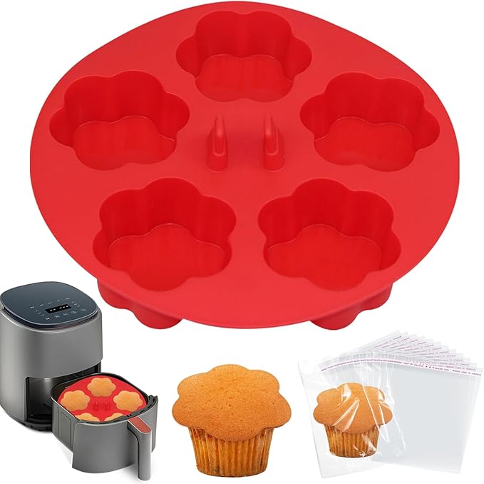 ZONBBEE Silicone Air Fryer Muffin Pan Egg Bite Mold for Oven Baking,1 pcs With 100bags Mini Muffin Tins Cups Cake Pan Tray for Air Fryer Liners Basket Accessories Baking Muffin Cakes Pancake Quiche