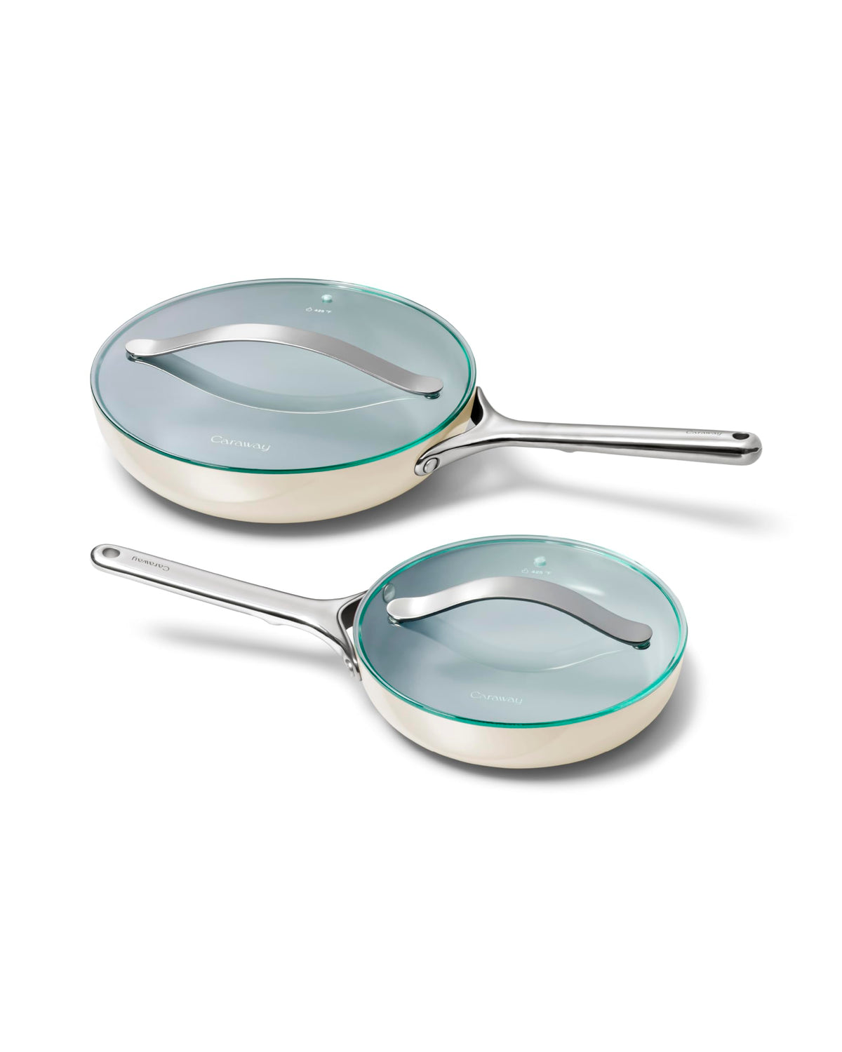 Caraway Ceramic Non-Stick Fry Pan Set with Glass Lids