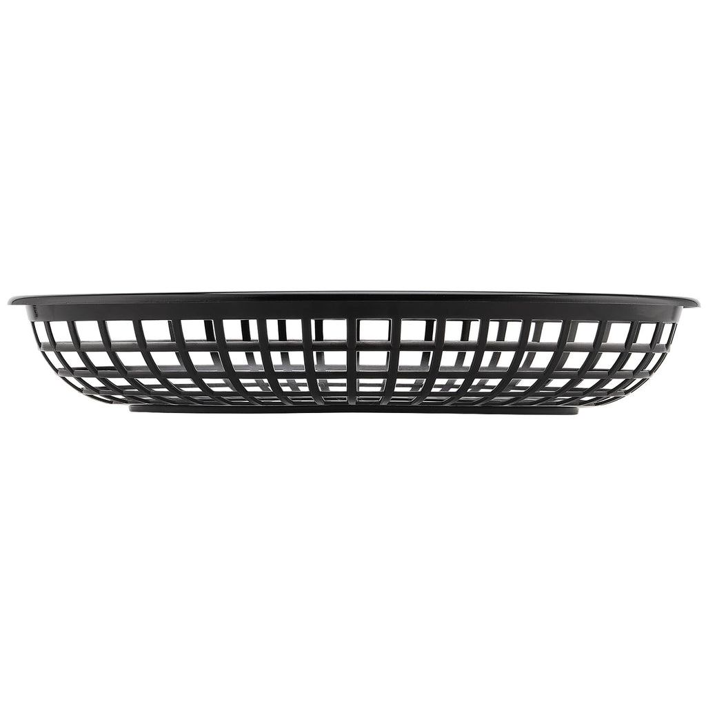 HEIHAK 80 Pack 9x5.7x1.6 Inch Black Plastic Fast Food Baskets, Restaurant Serving Basket, Oval Fast Food Serving Baskets for Picnic, Deli Serving, Chicken, Burgers and Fries