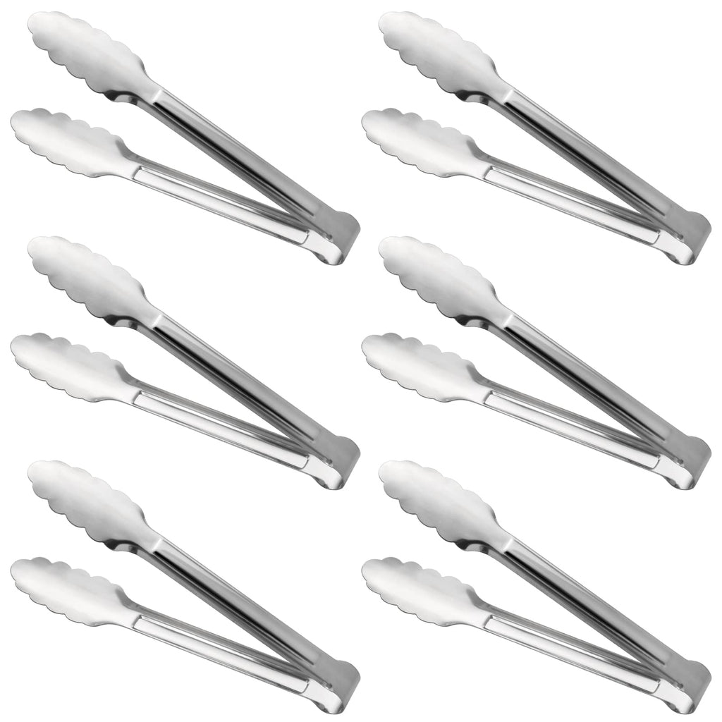 Serving Tongs,Buffet Tongs, ACAUTO Stainless Steel Food Tong Serving Tong Small Serving Tongs Stainless Steel Mini Appetizer Tongs, Set of 6 (7 Inch)