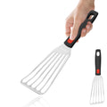 Fish Spatula Stainless Steel, Flexible Metal Spatulas with Silicone Handle, Slotted Turner for Kitchen, Cooking, Grilling, Flipping, Turning, Egg, Pancake and Burger (Small, 10.3 Inch)