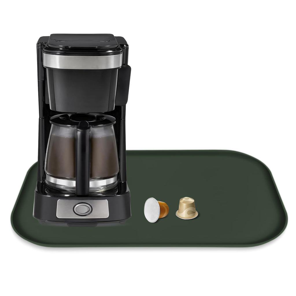 Silicone Coffee Maker Mat with Lip for Countertops 17.4''x10.6''Translucent