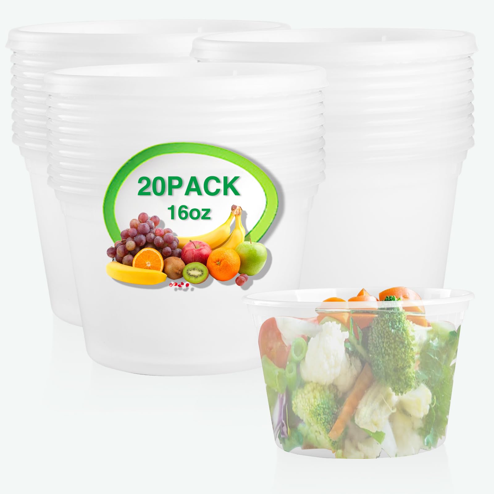 tropipak Deli Food Containers, Leakproof Storage Containers, 16 oz, 20 Pack