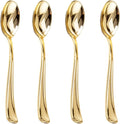 Liacere 200 Pack Gold Plastic Spoons - 6.7 inch Heavy Duty Plastic Spoons - Heavyweight Gold Disposable Spoons for Parties & Weddings & Restaurants & New Year & Fall Decor
