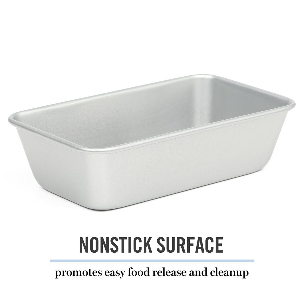 Martha Stewart Gallen 9 Inch Nonstick Carbon Steel Loaf Pan - Silver Durable Bakeware for Bread, Meatloaf & Cakes