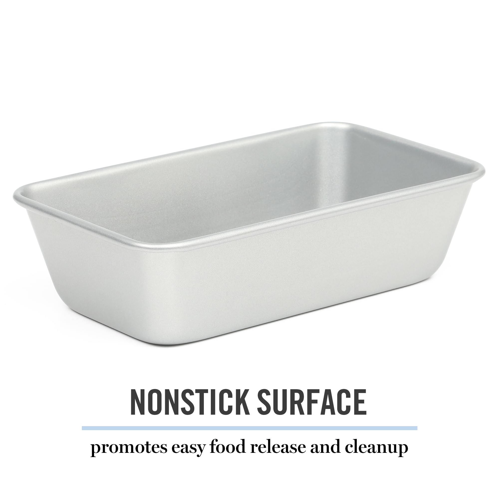 Martha Stewart Gallen 9 Inch Nonstick Carbon Steel Loaf Pan - Silver Durable Bakeware for Bread, Meatloaf & Cakes