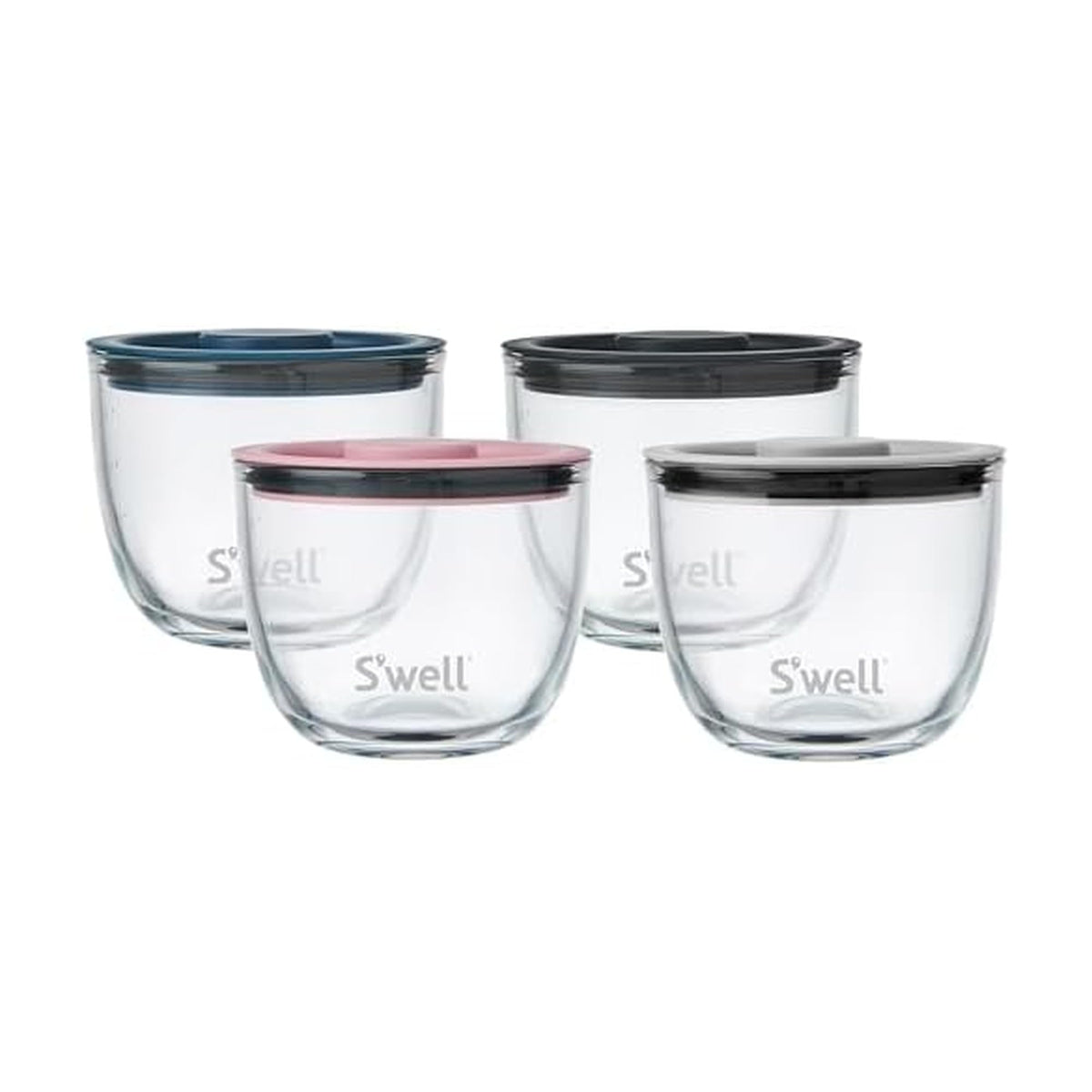 S'well 12oz Glass Prep Bowl Set of 4 for Easy Meal Prep, Black, Durable Tempered Glass, Nesting Design Compatible with 21.5oz S'well Eats Containers