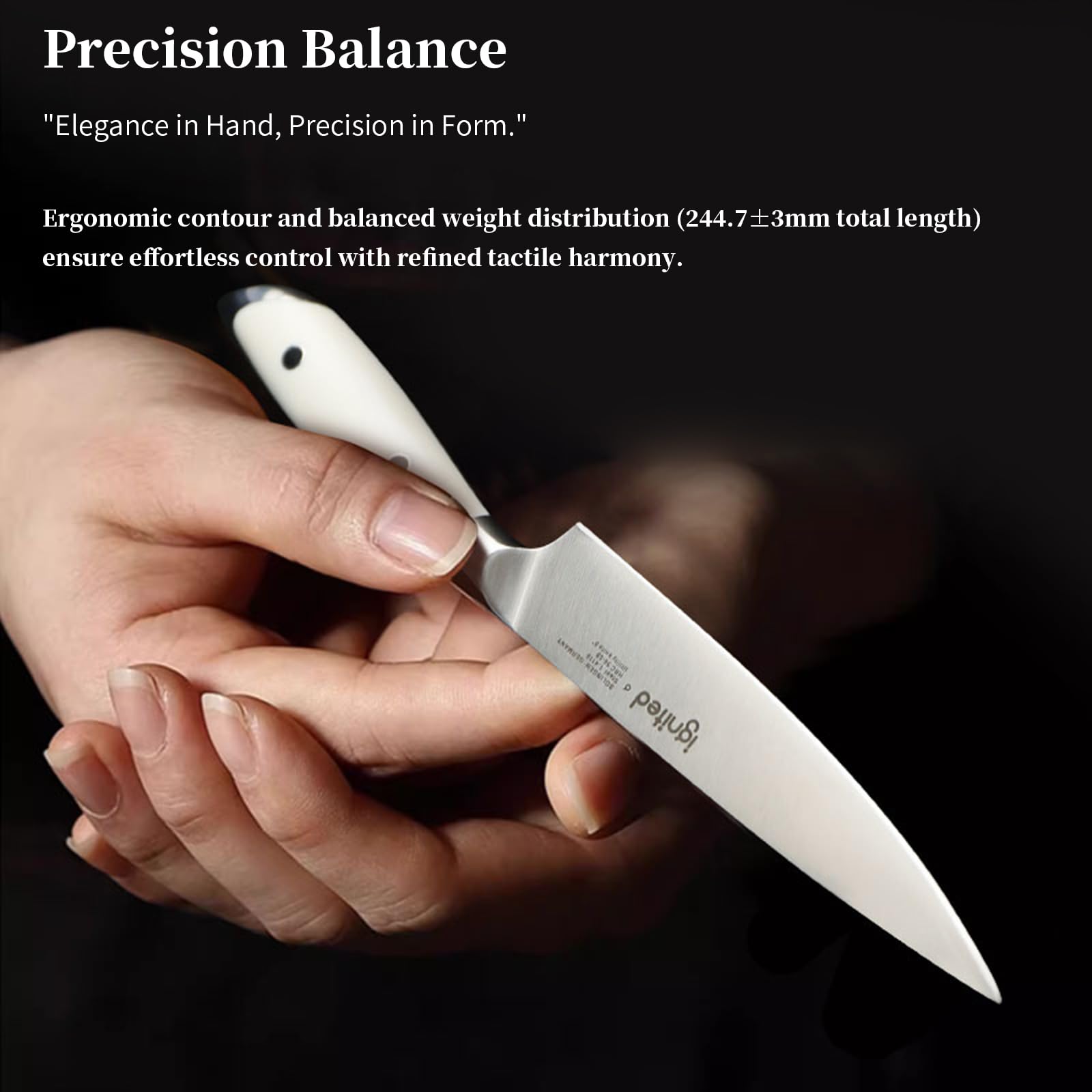 5 inch Paring Knife, German Stainless Steel, Ivory White Handle
