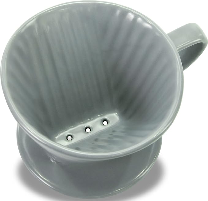 Pour Over Ceramic - Coffee Dripper Ceramic Coffee Maker with 3 Holes Flat Bottom, Porcelain Slow Filter Cone for Travel, Camping, Office, Home, Coffee Maker Brew…