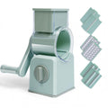 Rotary Cheese Grater with Hand Crank, Multi-Purpose Shredder Slicer with 3 Interchangeable Stainless Steel Blades for Shredding, Slicing, and Grating Cheese, Vegetables, and Fruit (Green)