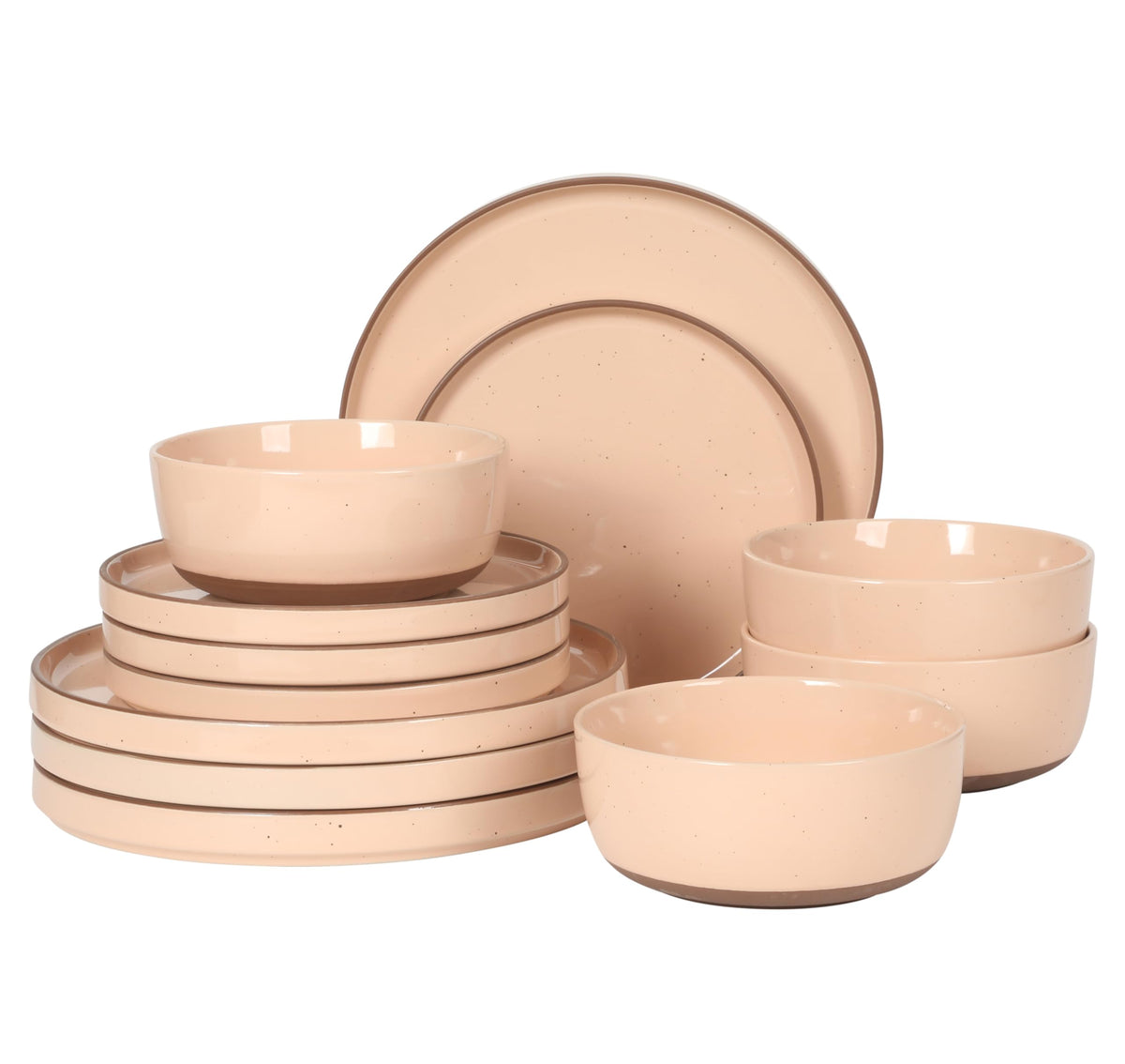 Gibson Elite 12 Piece Matisse Moderna Stoneware Reactive Glaze Plates and Bowls Dishes Dinnerware Set - Cobalt Blue