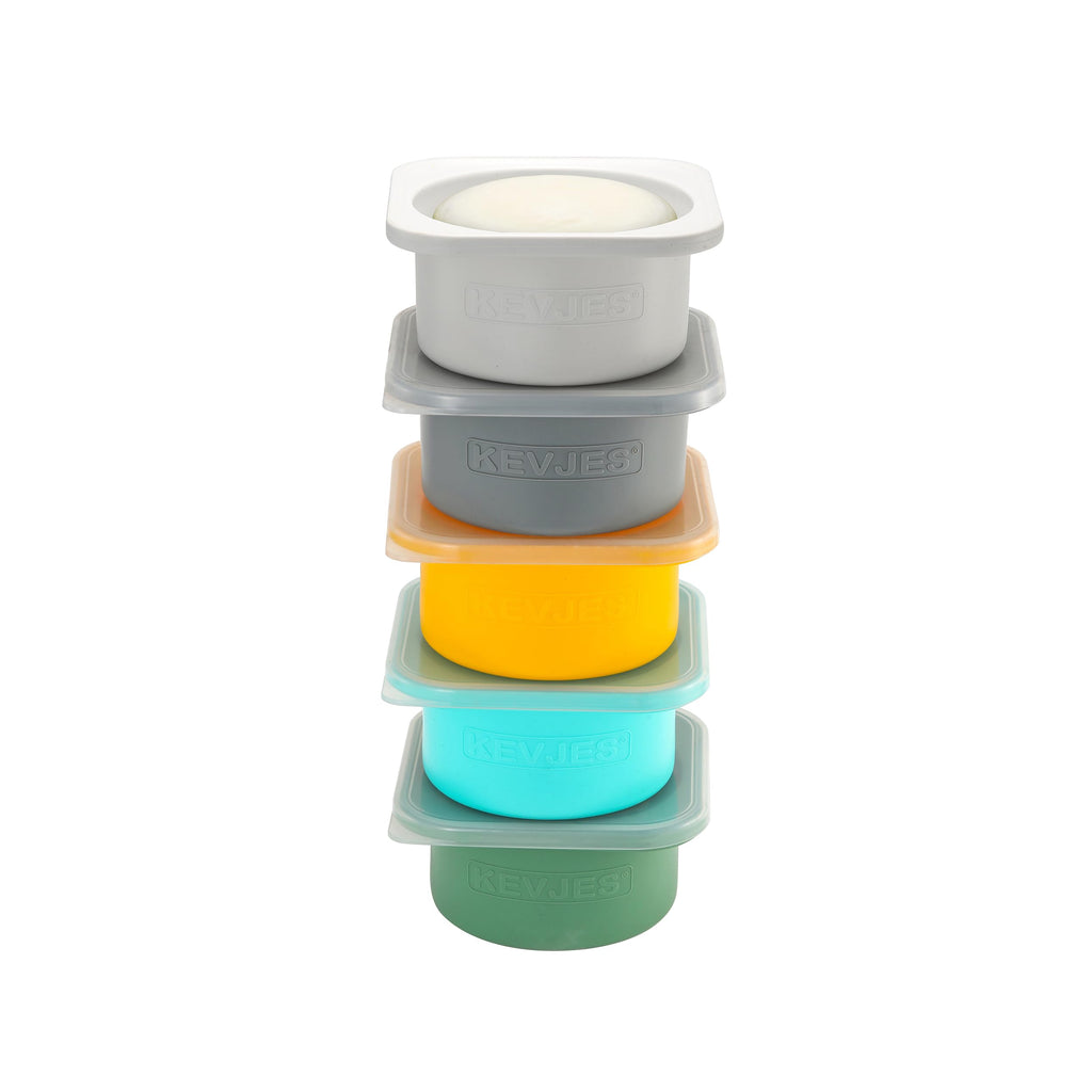 KEVJES Stackable Silicone Artisan Pizza Dough Proofing Containers with Lids (2 Yellow+2 Space Gray)