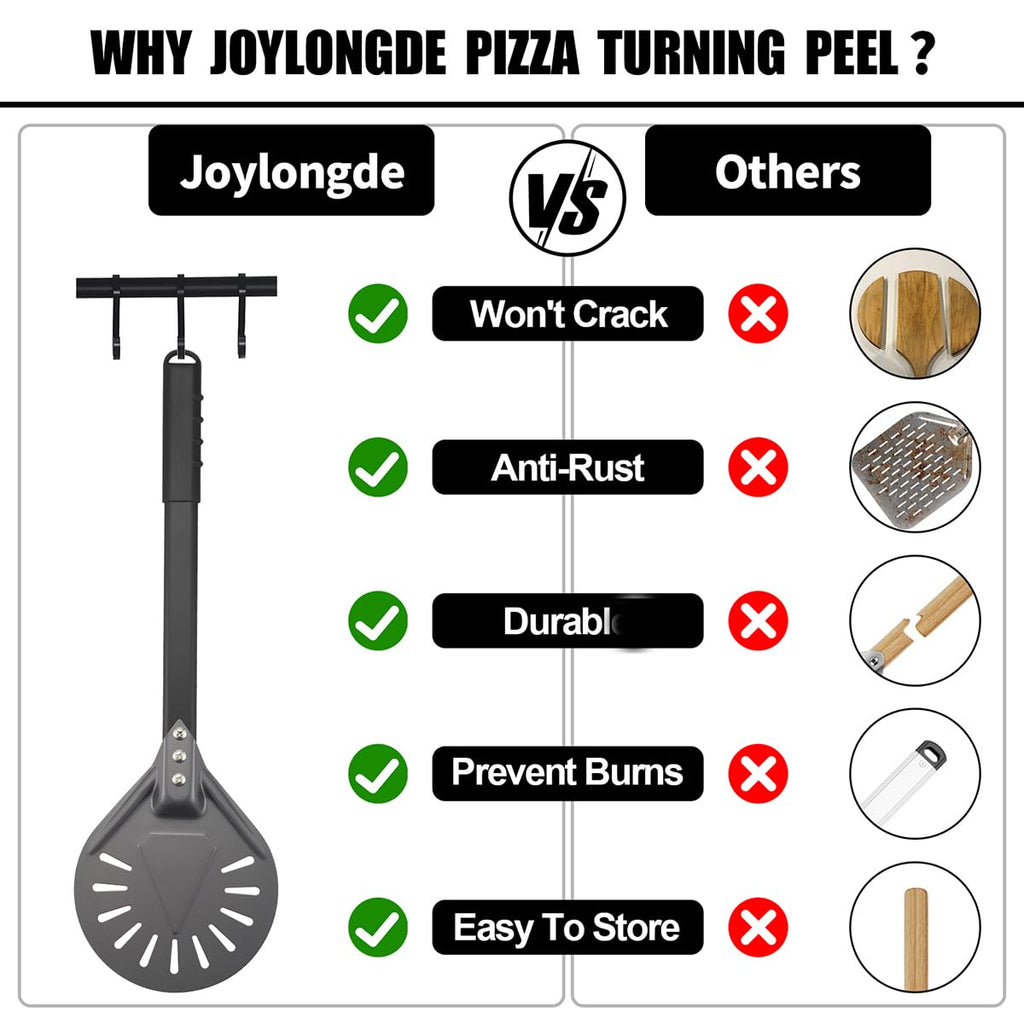Pizza Turning Peel 7 Inch Round Anodized Aluminum Perforated Pizza Peel Turner With Metal Handle Pizza Paddle Spinner For Outdoor Pizza Oven Accessories