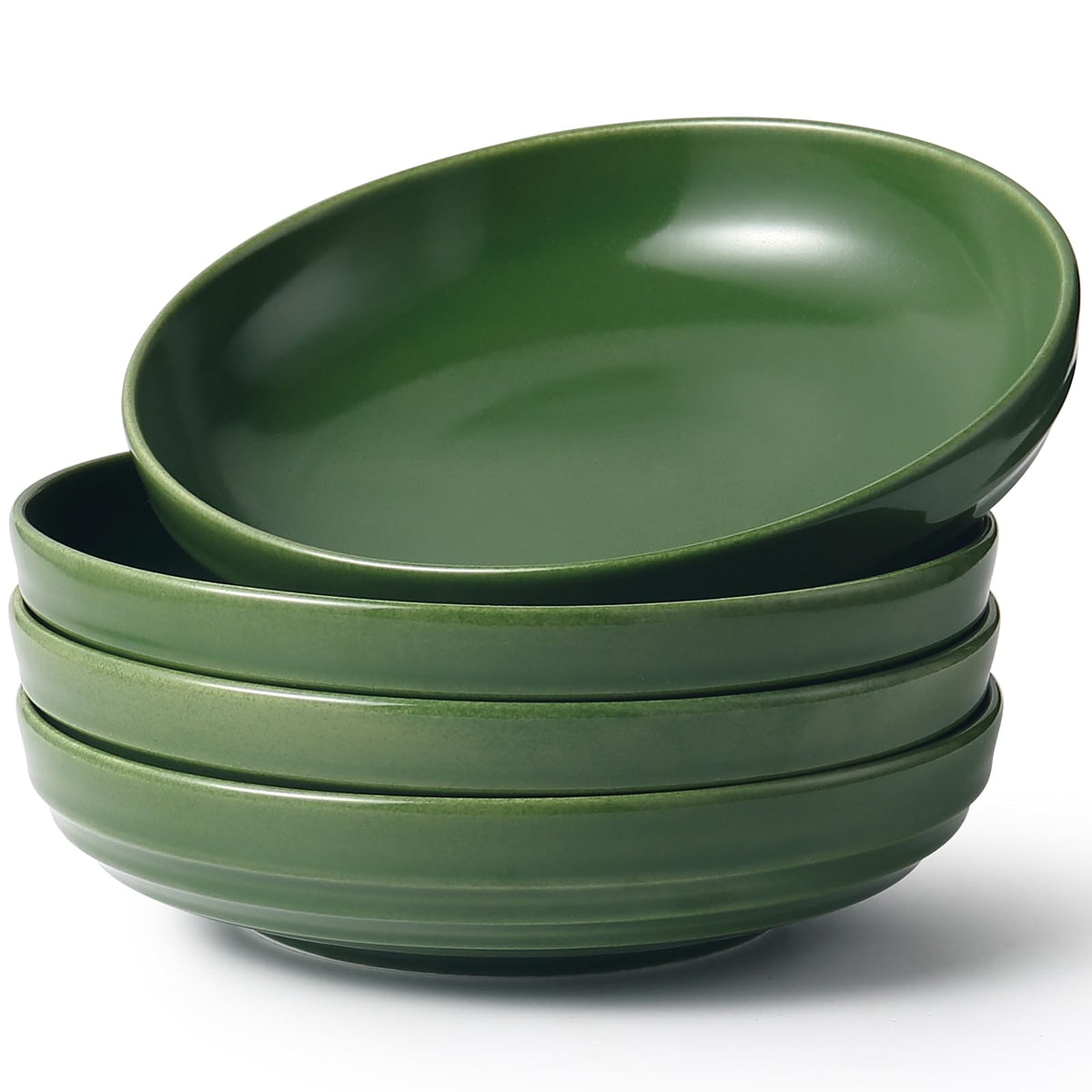 HAPPY KIT Stoneware 9'' Pasta Bowls 42oz Set of 4, Bronze Gray