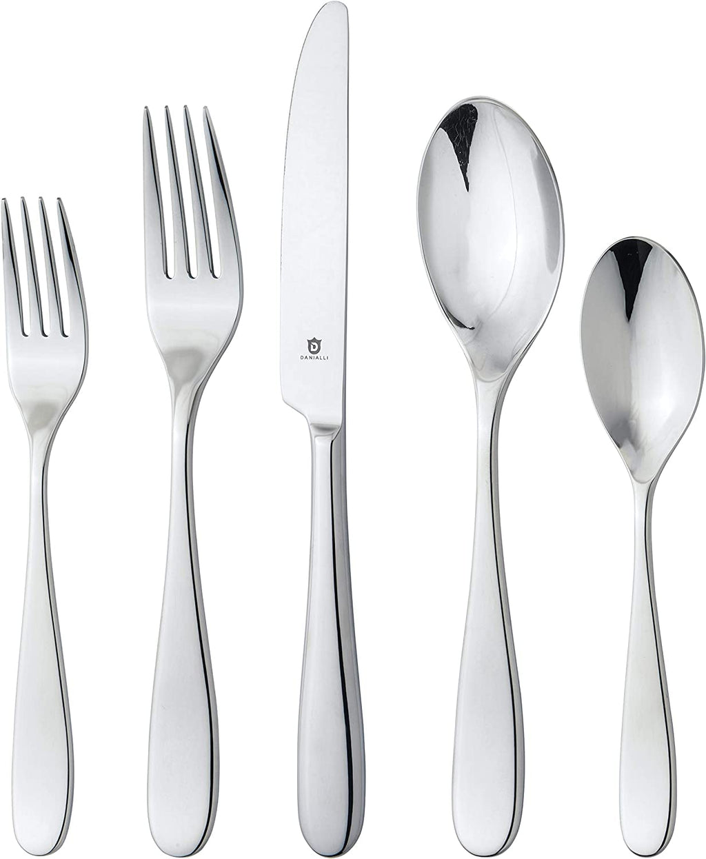 DANIALLI Engraved Silverware Set for 8 | 18/10 Stainless Steel Flatware with Mirror Finish and Engraved Handles | Heavy-Duty, Dishwasher Safe, Built to Last (40-Piece, Mezzano Engraved)