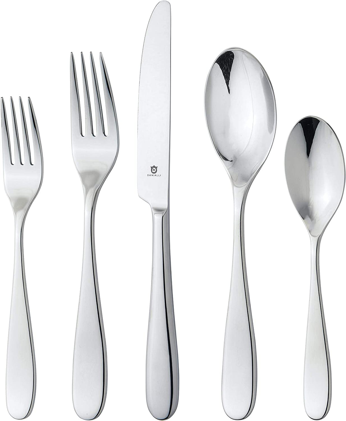 DANIALLI Engraved Silverware Set for 8 | 18/10 Stainless Steel Flatware with Mirror Finish and Engraved Handles | Heavy-Duty, Dishwasher Safe, Built to Last (40-Piece, Mezzano Engraved)