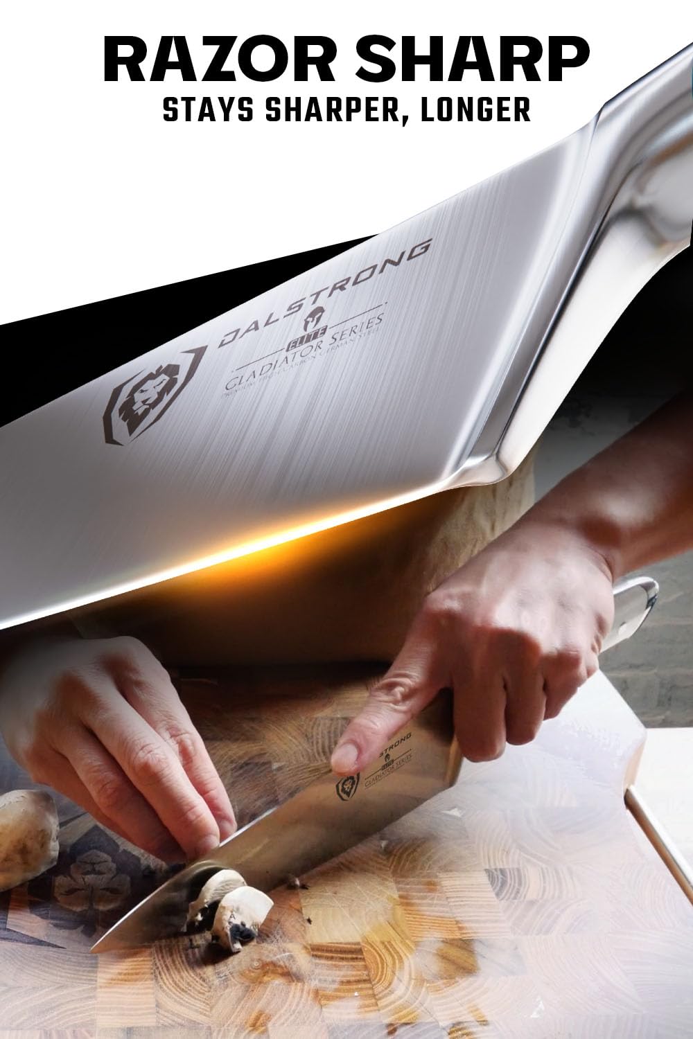 Dalstrong Chef Knife - 8 inch Blade - Forged HC German Steel Chef's Knife - Full Tang - Glacial White ABS Handle - Gladiator Series - Razor Sharp Kitchen - Professional - Sheath - NSF Certified
