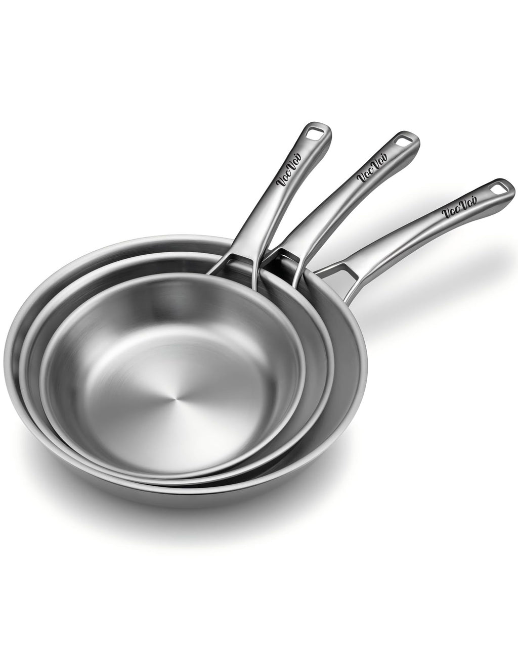 VocVoi Stainless Steel Pan, 12 Inch with Lid Stainless Steel Frying Pan