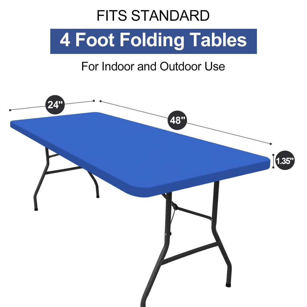 homing Rectangle Table Cloth Cover, Water-Resistant Polyester Elastic Fitted Tablecloth, Fits for 4 Foot Folding Tables, Washable Table Protector for Picnic, Camping, Outdoor (Blue, 24" x 48")