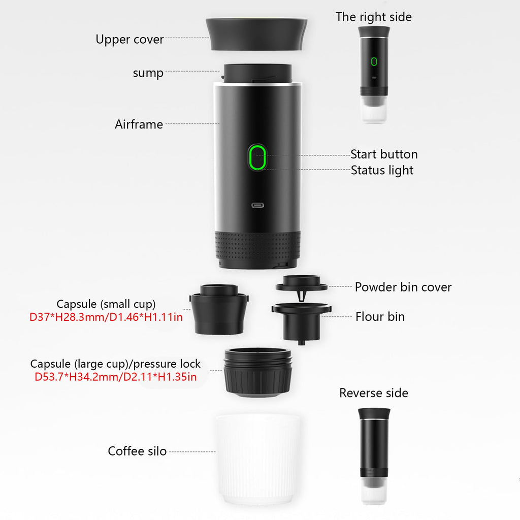 Irishom Portable Coffee Machine, 3 in 1 Cordless Electric Coffee Maker, Work with Capsule and Ground Coffee, Cold Brew and Heating Coffee Maker with 150ml Cup
