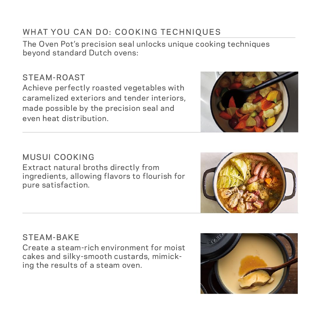 Vermicular Oven Pot 18cm (1.8qt), Enameled Cast Iron Pot - Matte Black