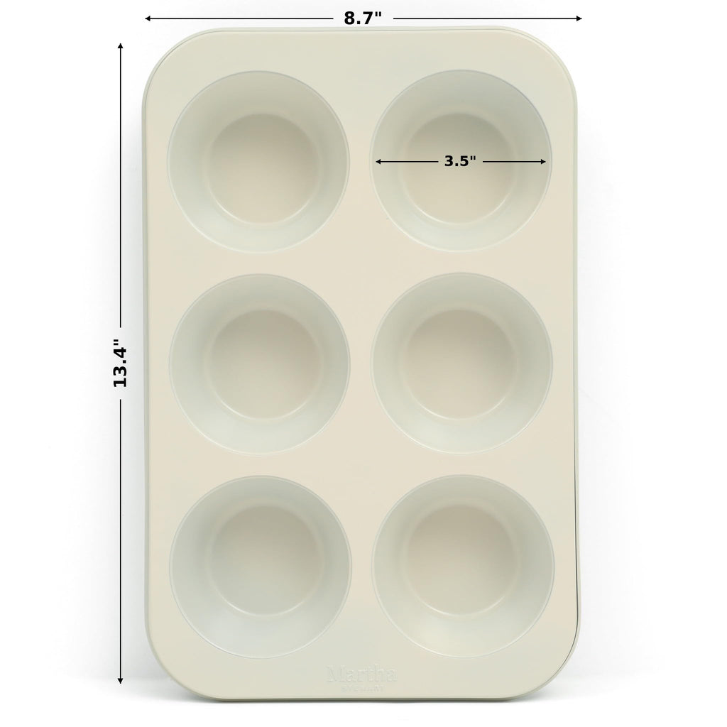 Martha Stewart Gallen 6 Cup Nonstick Carbon Steel Muffin and Cupcake Pan - Teal Durable Bakeware for Muffins, Cupcakes & Mini Cakes
