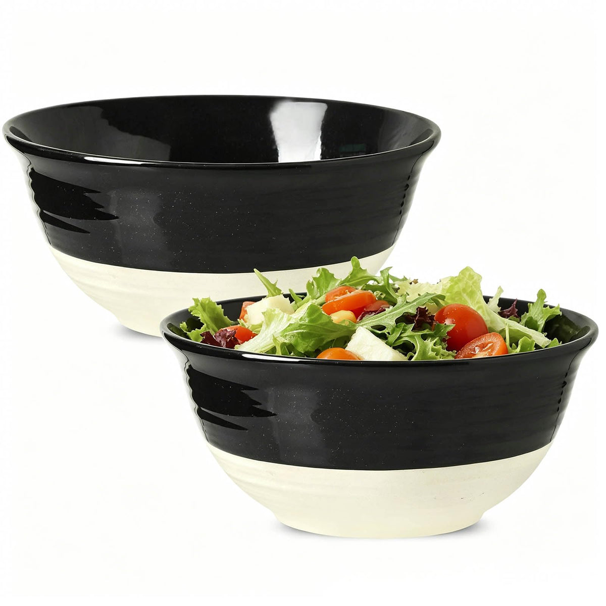 HASENSE Ceramic Serving Bowls, Large Salad Pasta Mixing Bowls Set, 2.1/1.0/0.5 Qt for Entertaining, White Nesting Batter Bowls for Prepping Baking, Dishwasher Microwave Safe, Set of 3