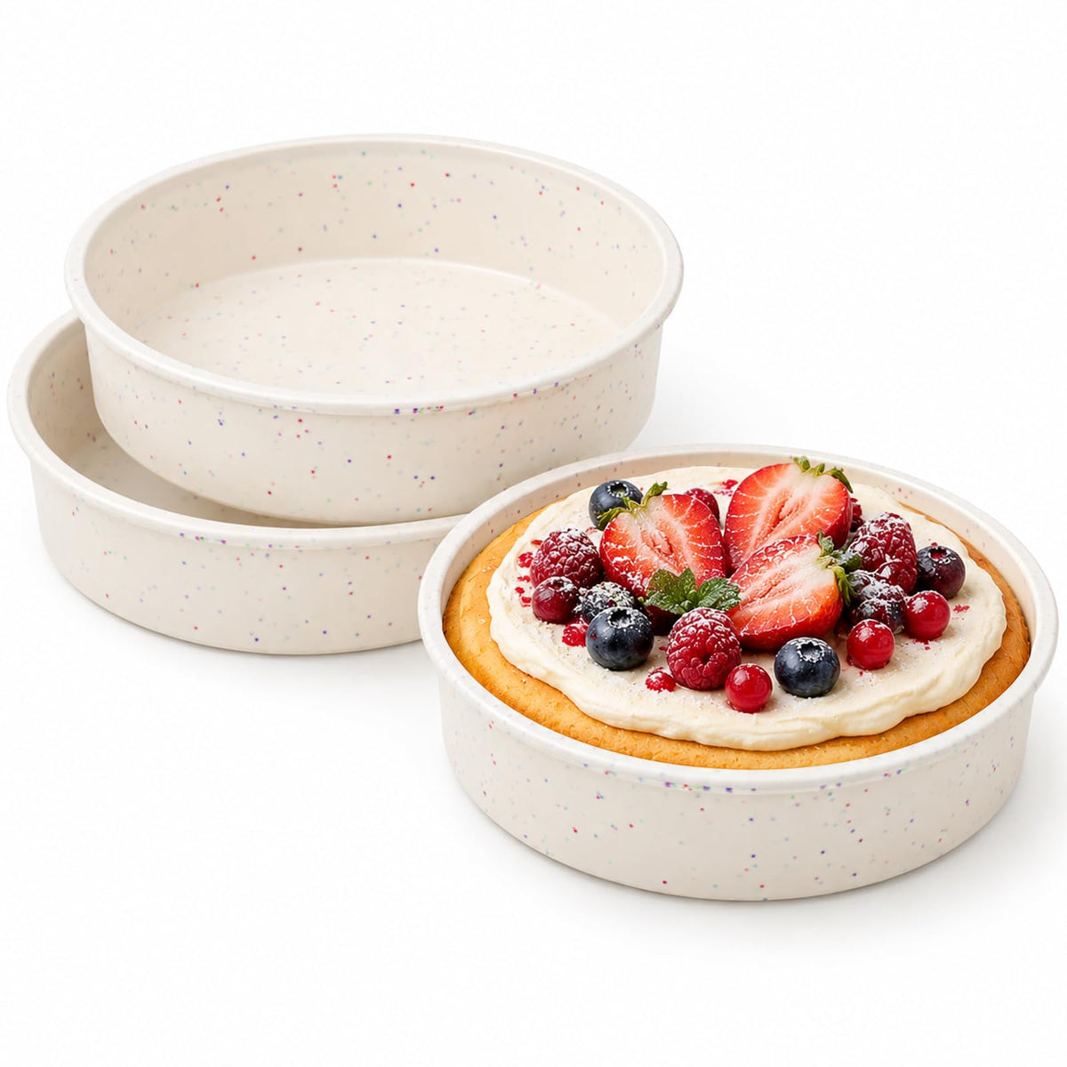 Vinino 10 Inch Round Cake Pan with Stainless Steel Frame